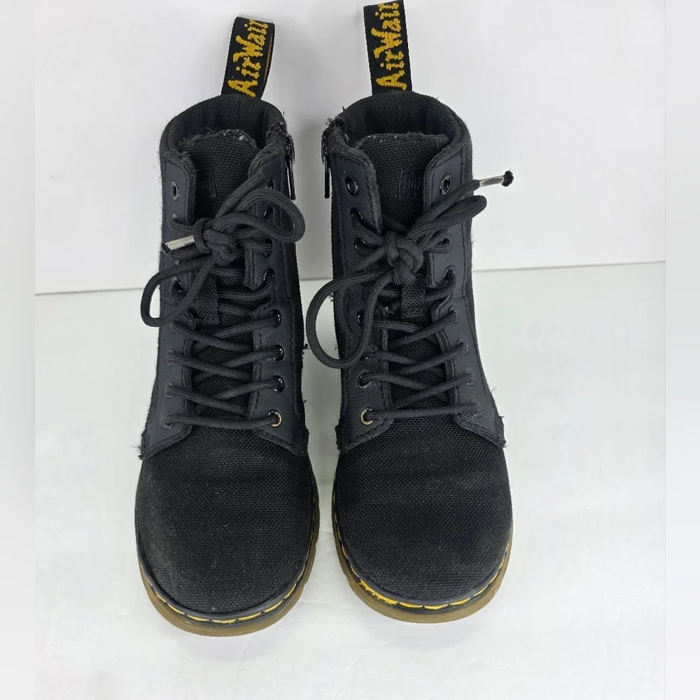 Dr. Martens Junior Comb KIDS Black Tough Poly Combat Ankle Boots Zip Up Size 1
